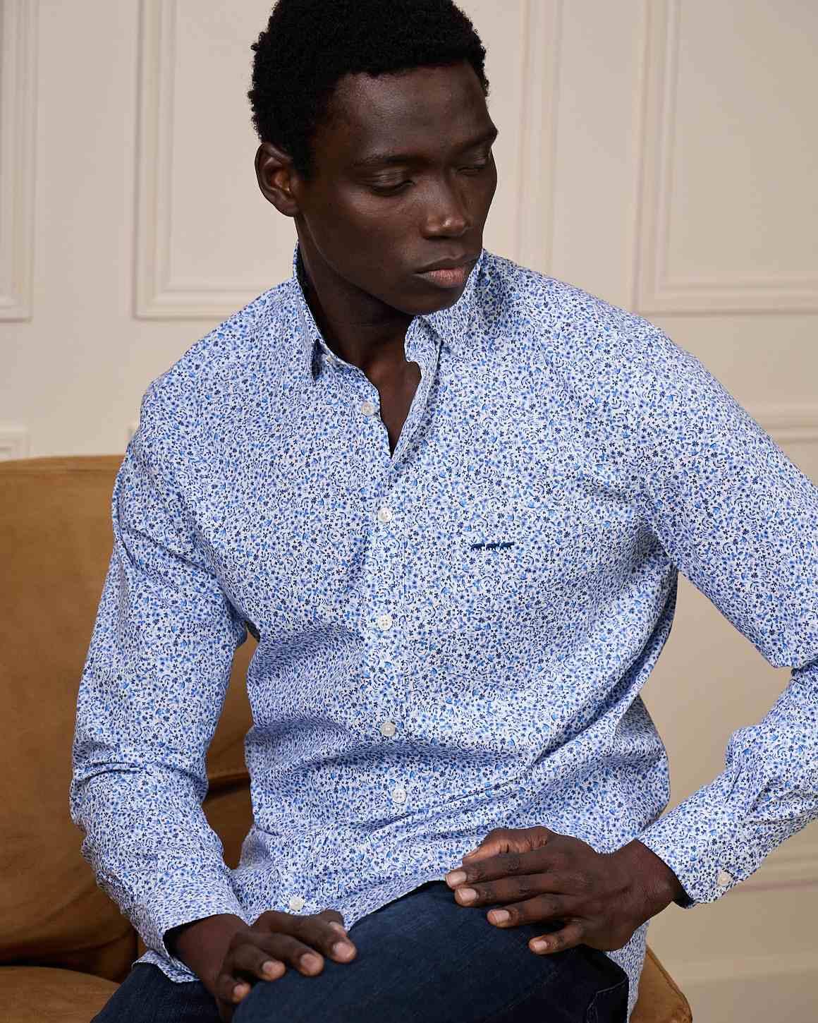 Chemise fantaisie bleu