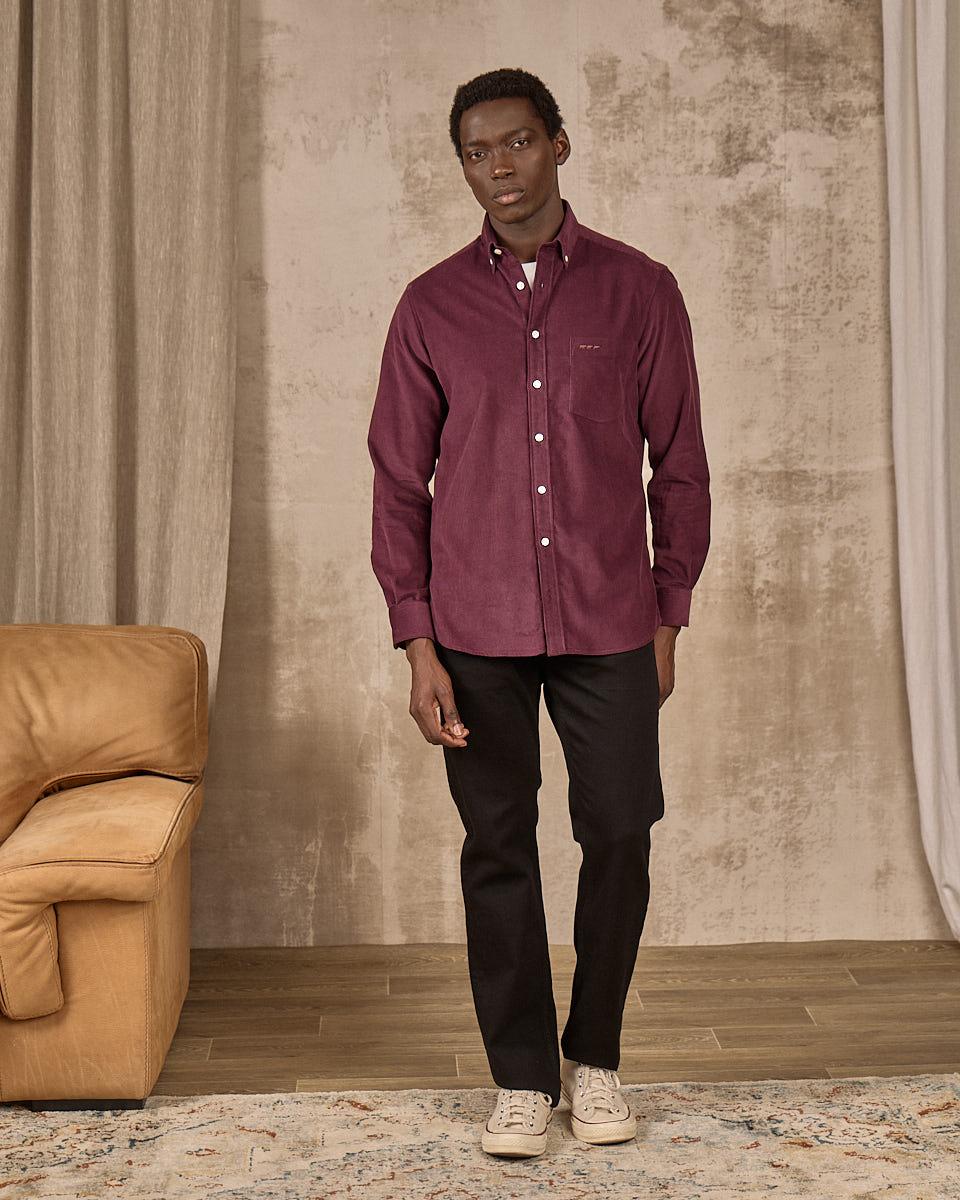 Chemise velours côtelé rouge