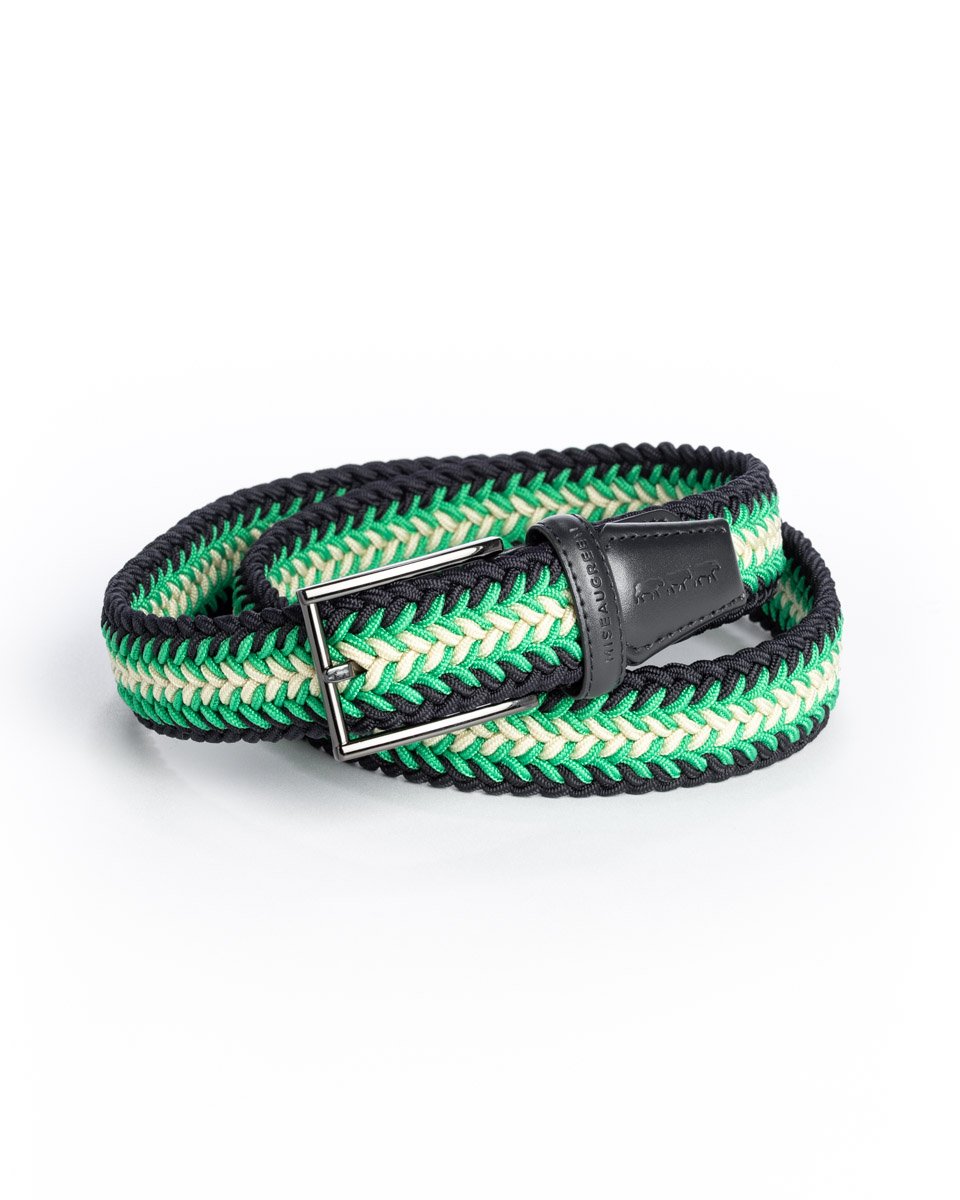 Ceinture tressée tricolore à boucle