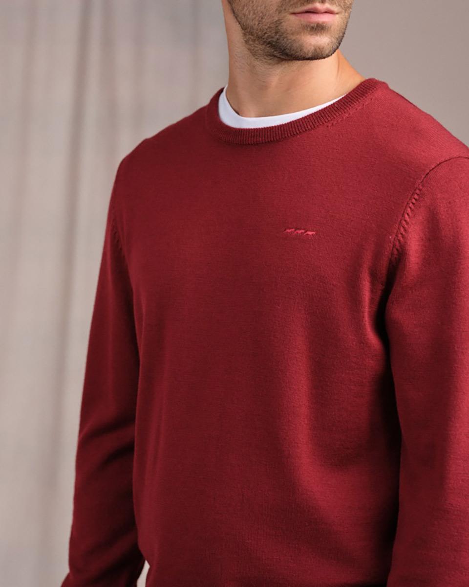 Pull col rond rouge