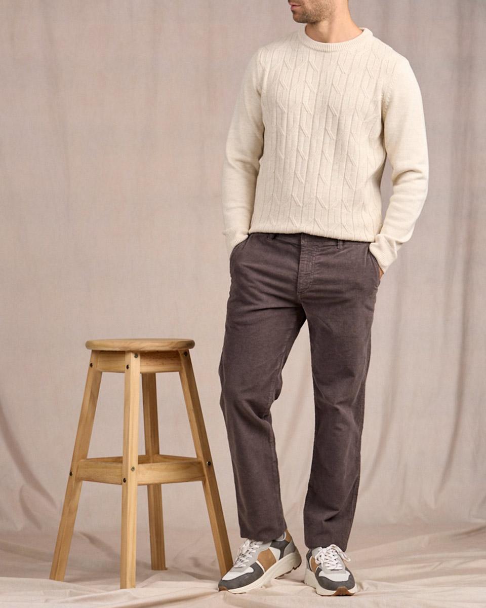 Pantalon velours côtelé gris