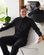 Chemise manches longues unie classique en coton noir