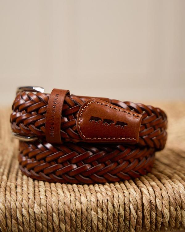 Ceinture tressée cuir George beige