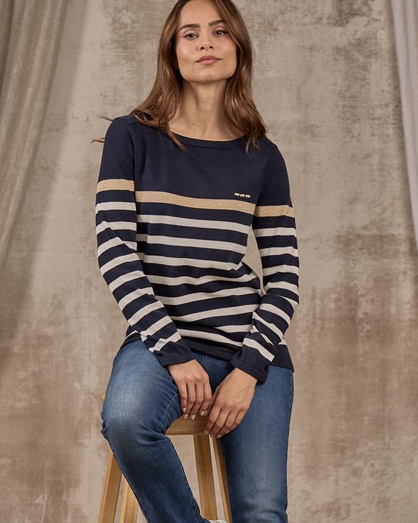 Pull rayé bleu