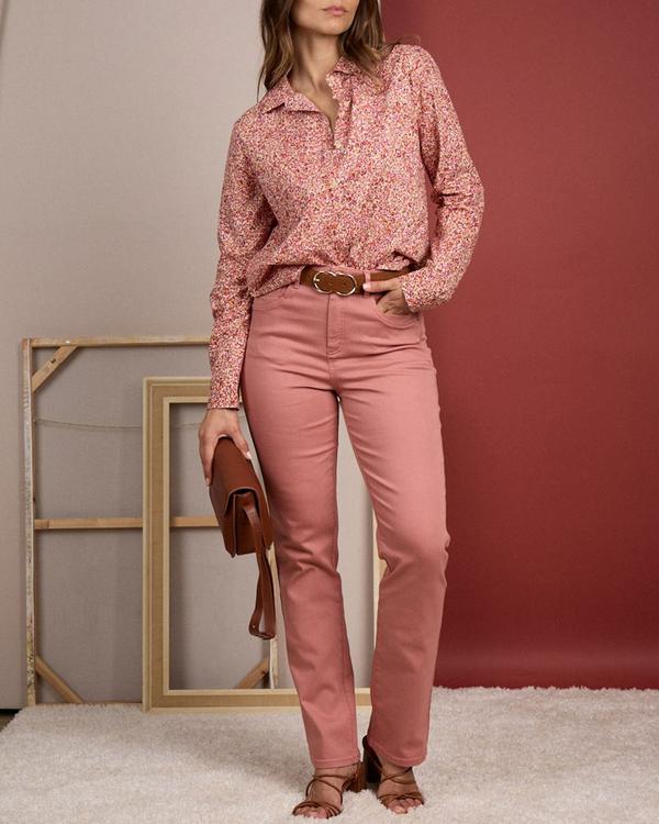 Chemise à imprimé floral rose