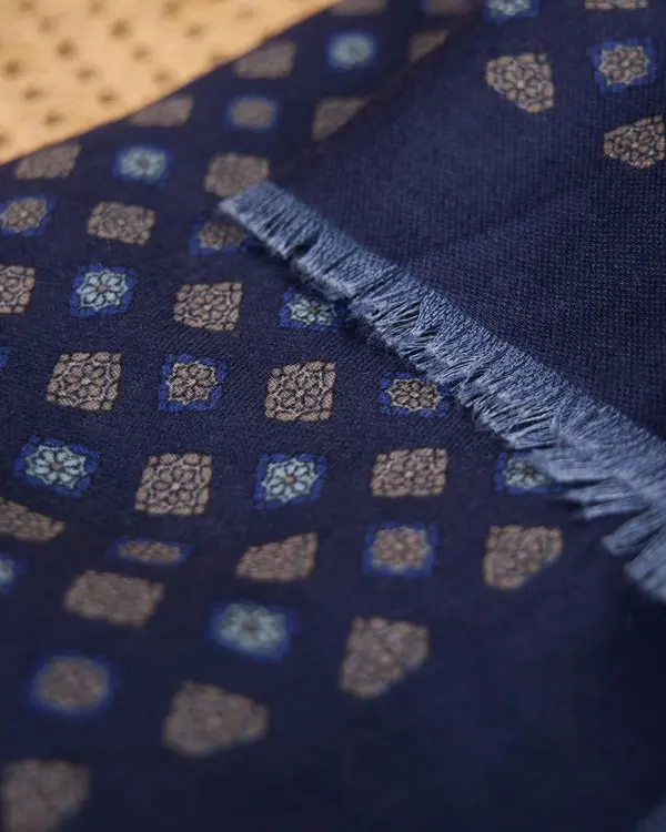 Chèche micro motifs bleu