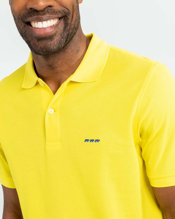 Polo piqué Douglas coupe droite manches courtes uni jaune Polo piqué Douglas coupe droite manches courtes uni jaune