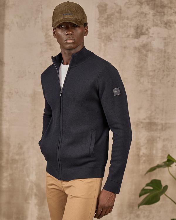 Cardigan à col camionneur bleu