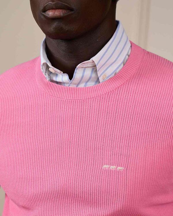 Pull nid d'abeille rose