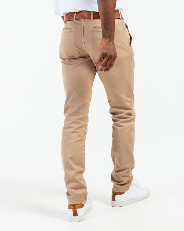 Pantalon chino taille élastique en coton gris