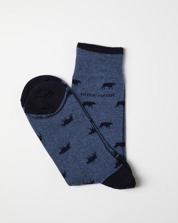 Chausettes à motifs petites vaches bleu