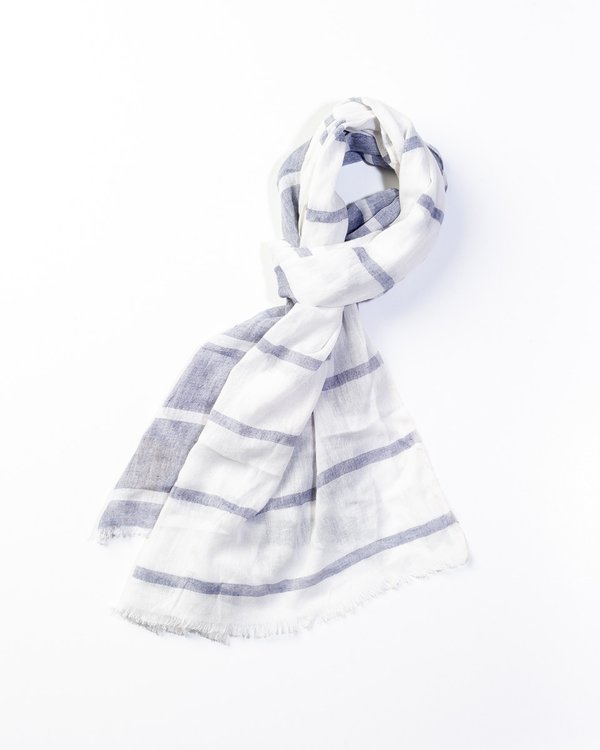 Chèche rayé bicolore en coton bleu Chèche rayé bicolore en coton bleu