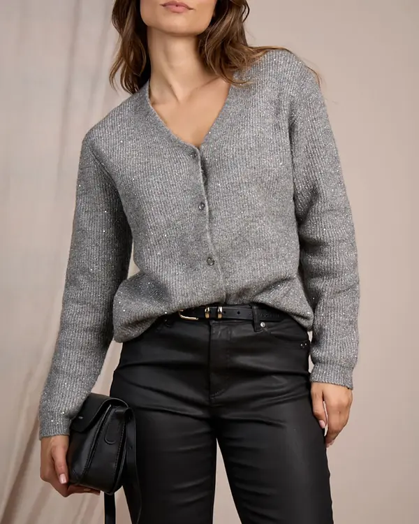 Cardigan détail lurex gris