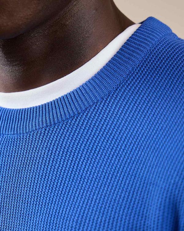 Pull nid d'abeille bleu