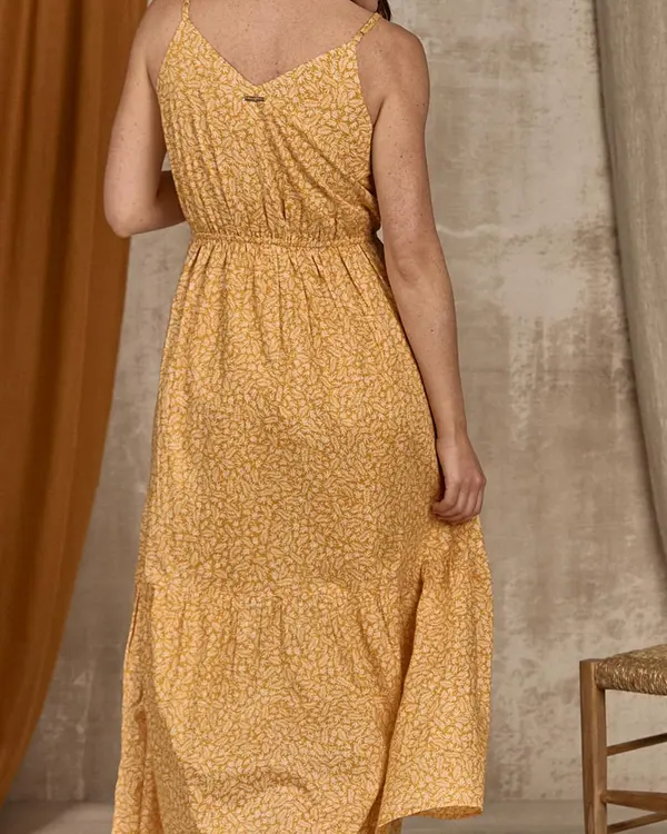 Robe longue imprimée jaune