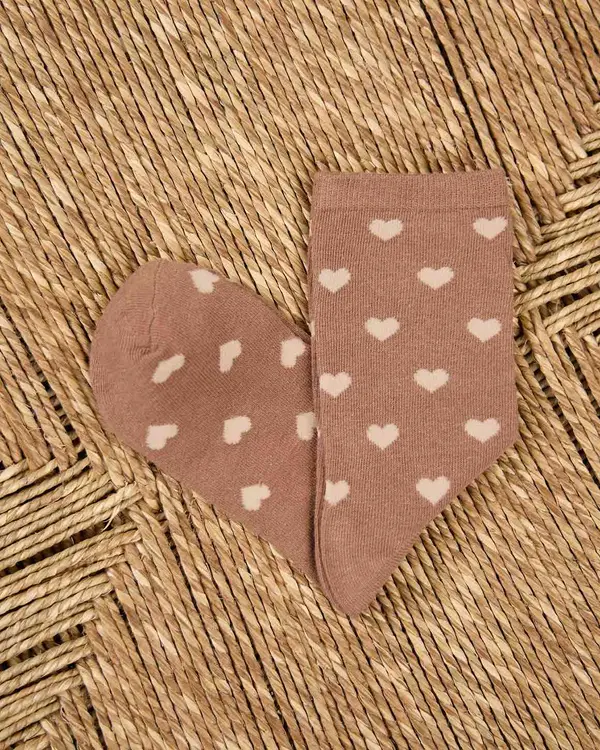Chaussettes cœurs Guilie beige