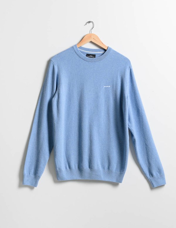 Pull uni Noah col rond en coton issu de l'agriculture biologique bleu Pull uni Noah col rond en coton issu de l'agriculture biologique bleu