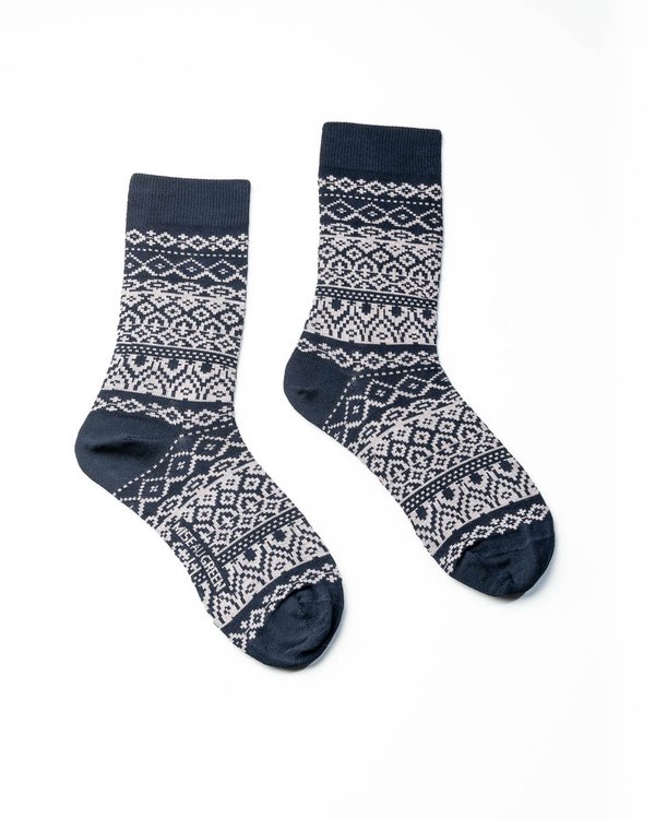 Chaussettes épaisses motif jacquard bleu
