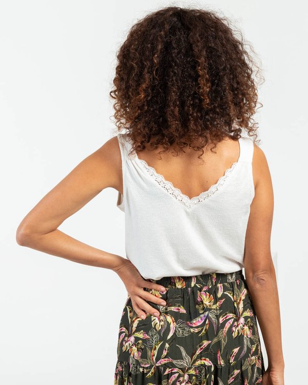 Top encolure V brodée Standard 100 by OEKO-TEX® blanc