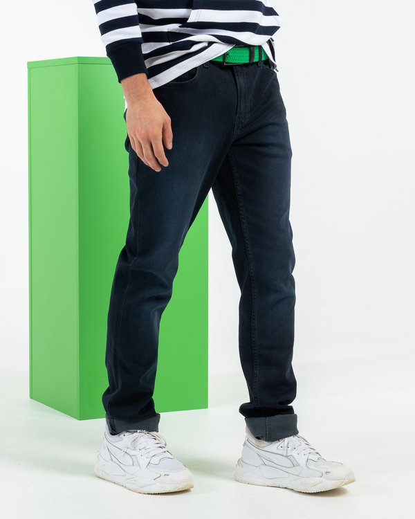 Jean modern fit type joggjean en coton et elasthanne bleu