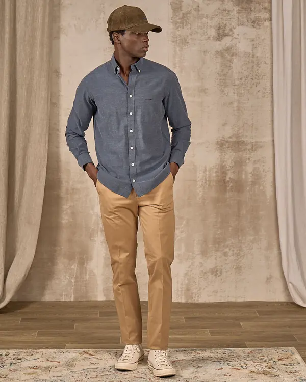 Chemise unie bleu