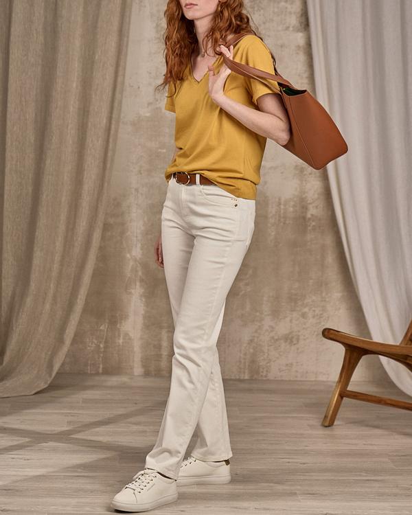 T-shirt col V lurex jaune