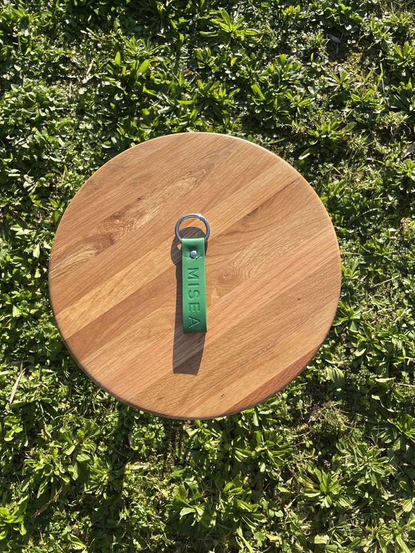Porte-clés en simili cuir vert