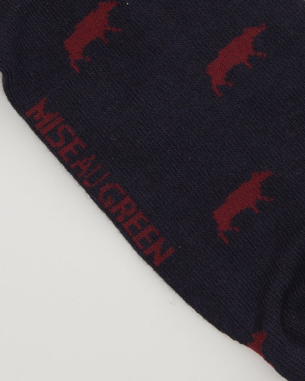 Chaussettes jacquard à motifs vaches en coton bleu