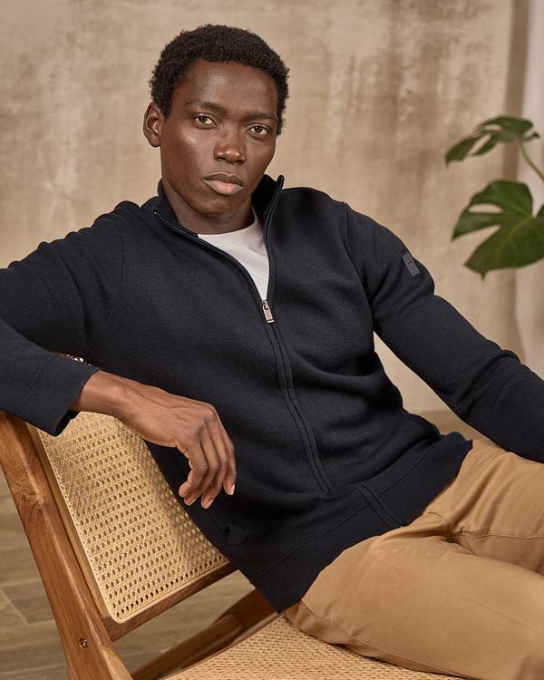 Cardigan à col camionneur bleu