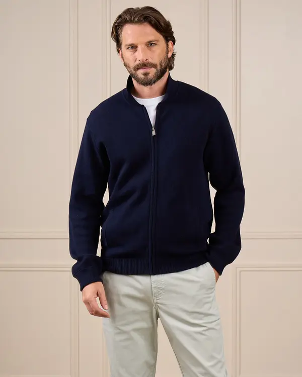 Cardigan zippé Gustave bleu