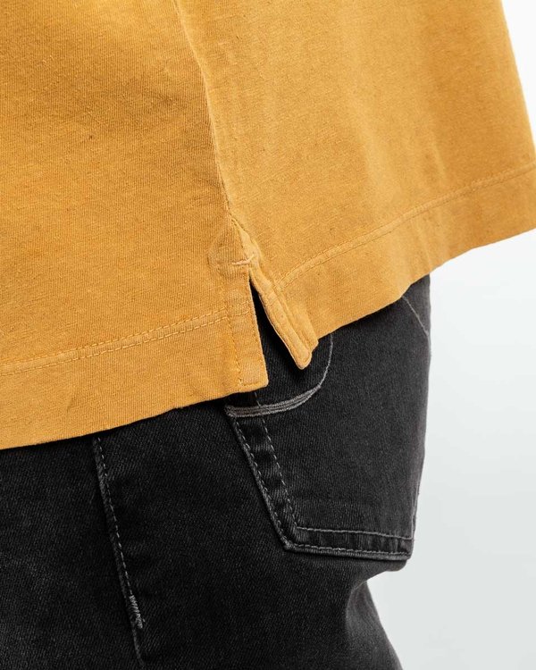 Polo uni manches courtes en coton et lin beige