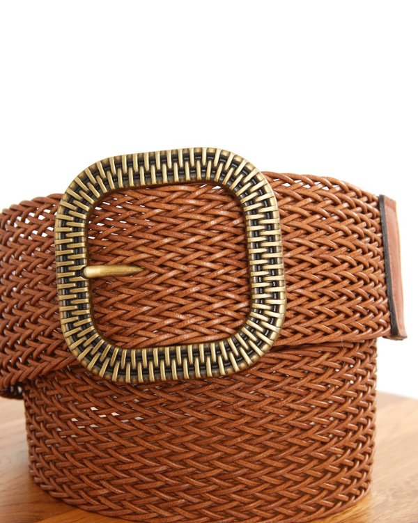 Ceinture tressée unie à boucle