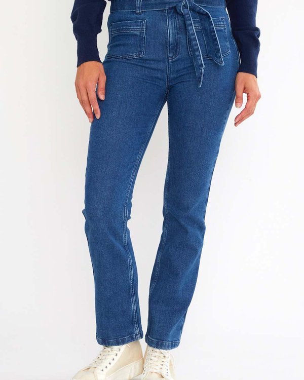 Jean denim ceinturé coton issu de l'agriculture biologique bleu Jean denim ceinturé coton issu de l'agriculture biologique bleu