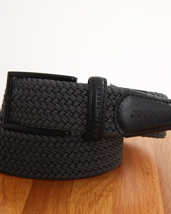 Ceinture tressée unie à boucle gris