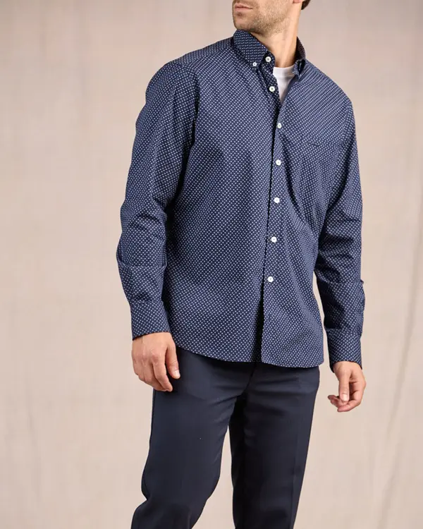 Chemise à micro motifs bleu