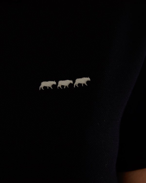 Polo piqué Jeanne manches courtes uni 100% coton noir