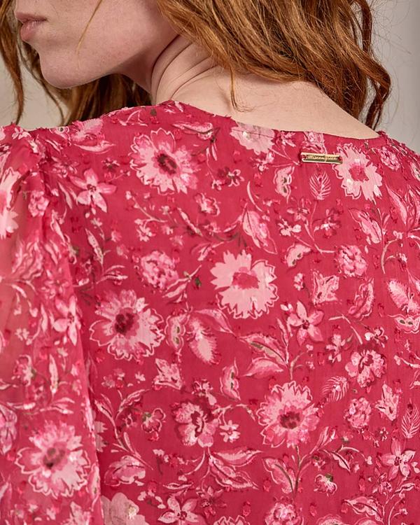 Robe midi fleurie rose