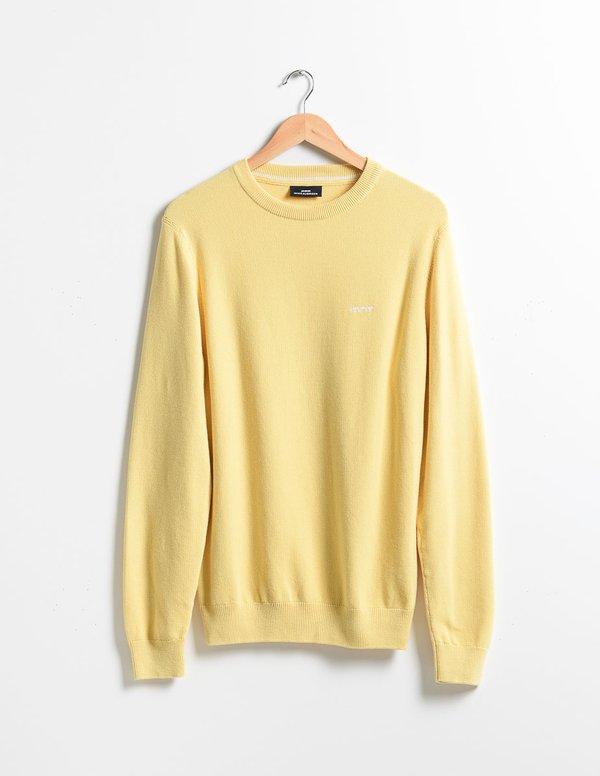 Pull uni Noah col rond en coton issu de l'agriculture biologique jaune Pull uni Noah col rond en coton issu de l'agriculture biologique jaune