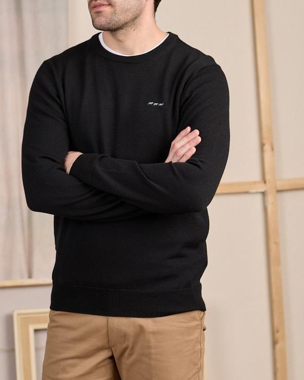 Pull col rond noir