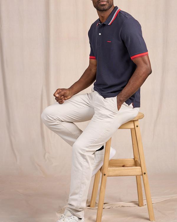 Polo à contraste bleu