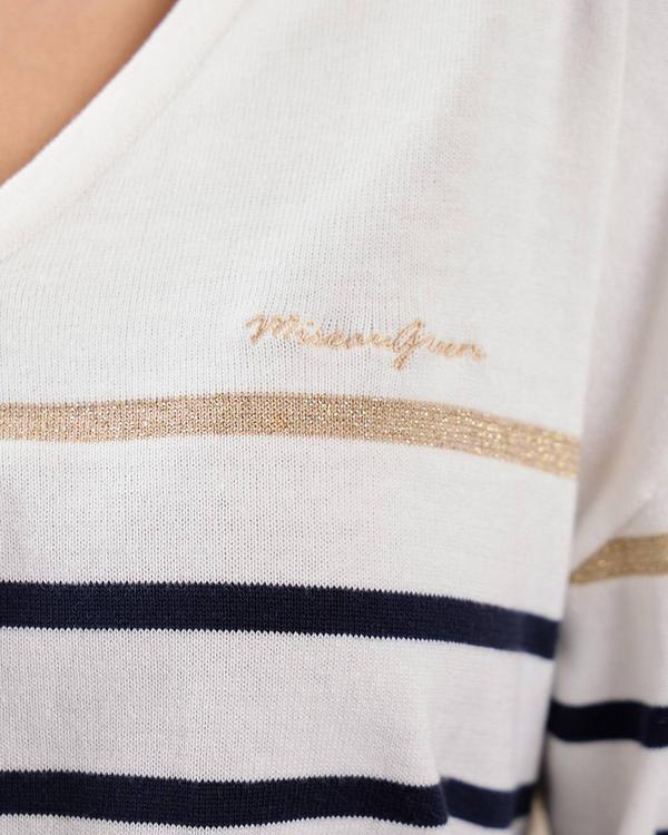 Pull marinière blanc