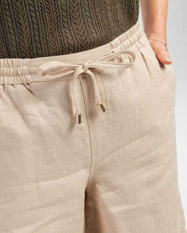 Short long en lin uni beige