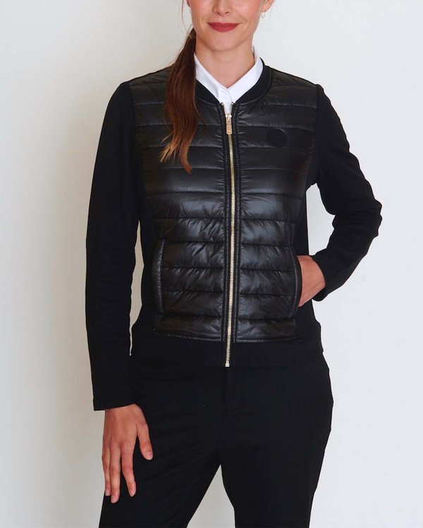 Cardigan zippé bi-matière matelassé et molleton noir Cardigan zippé bi-matière matelassé et molleton noir