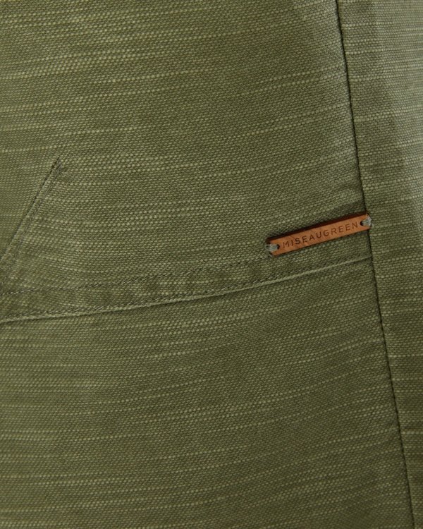 Short paperbag taille haute froncée en coton vert