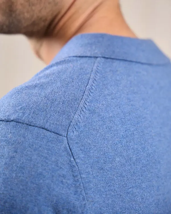 Pull col polo Gaspar bleu