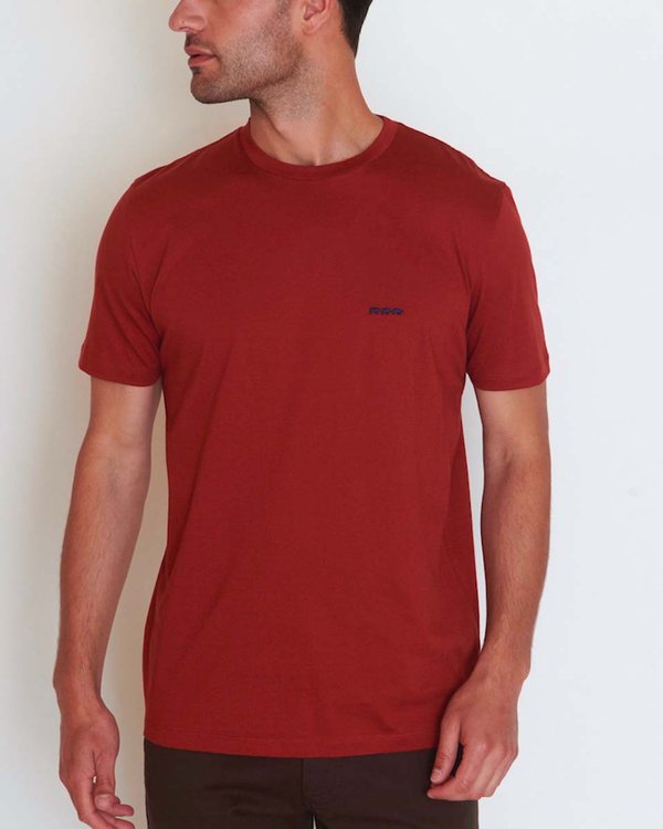 T-shirt modern fit Ethan uni manches courtes col rond coton marron