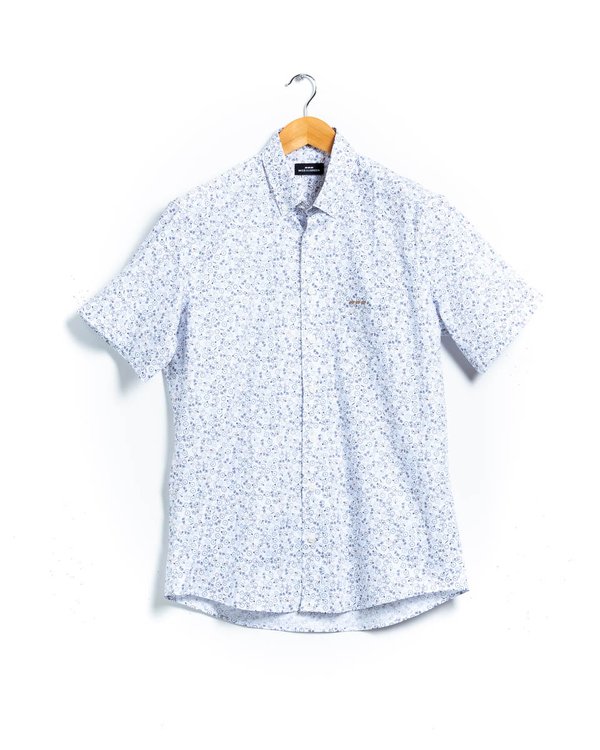 Chemise à manches courtes regular fit imprimée blanc
