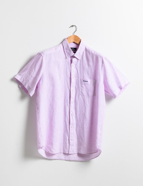 Chemise en lin regular fit unie à manches courtes Chemise en lin regular fit unie à manches courtes