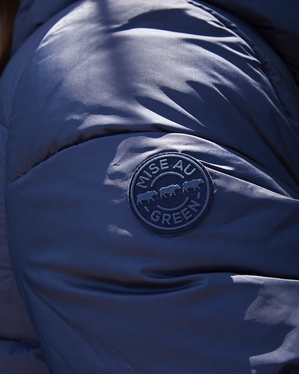 Doudoune matelassée à capuche unie bleu Doudoune matelassée à capuche unie bleu
