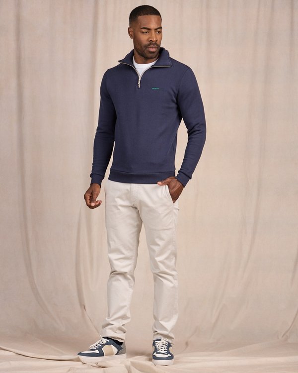 Sweat uni col camionneur bleu Sweat uni col camionneur bleu